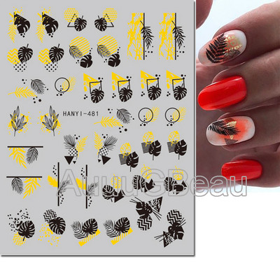 3d Naljepnice za nokte Ljeto Tropsko kokosovo stablo Palme Lišće Ljepljivi klizači Naljepnice za nokte Ukrasi za vrhove noktiju Ljepota