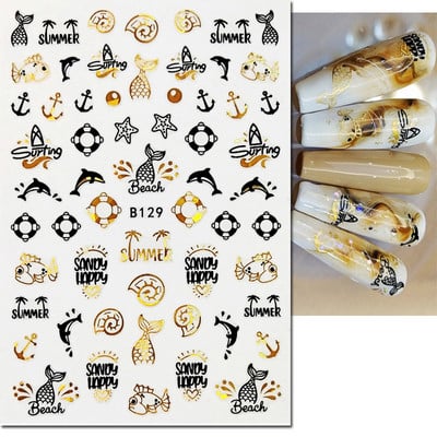 3d Naljepnice za nokte Ljeto Tropsko kokosovo stablo Palme Lišće Ljepljivi klizači Naljepnice za nokte Ukrasi za vrhove noktiju Ljepota