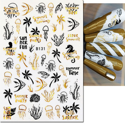 3d Naljepnice za nokte Ljeto Tropsko kokosovo stablo Palme Lišće Ljepljivi klizači Naljepnice za nokte Ukrasi za vrhove noktiju Ljepota