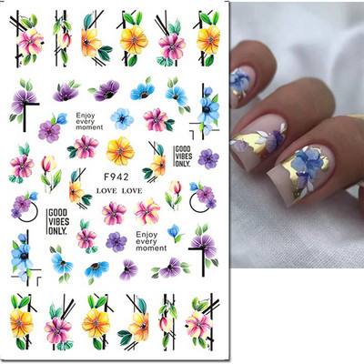 3d Naljepnice za nokte Ljeto Tropsko kokosovo stablo Palme Lišće Ljepljivi klizači Naljepnice za nokte Ukrasi za vrhove noktiju Ljepota