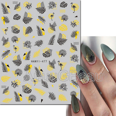 3d Naljepnice za nokte Ljeto Tropsko kokosovo stablo Palme Lišće Ljepljivi klizači Naljepnice za nokte Ukrasi za vrhove noktiju Ljepota