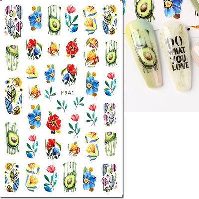 3d Naljepnice za nokte Ljeto Tropsko kokosovo stablo Palme Lišće Ljepljivi klizači Naljepnice za nokte Ukrasi za vrhove noktiju Ljepota