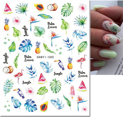 3d Naljepnice za nokte Ljeto Tropsko kokosovo stablo Palme Lišće Ljepljivi klizači Naljepnice za nokte Ukrasi za vrhove noktiju Ljepota