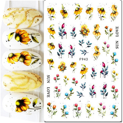 3d Naljepnice za nokte Ljeto Tropsko kokosovo stablo Palme Lišće Ljepljivi klizači Naljepnice za nokte Ukrasi za vrhove noktiju Ljepota