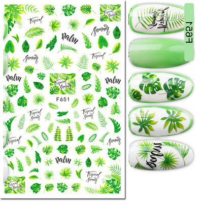 3d Naljepnice za nokte Ljeto Tropsko kokosovo stablo Palme Lišće Ljepljivi klizači Naljepnice za nokte Ukrasi za vrhove noktiju Ljepota