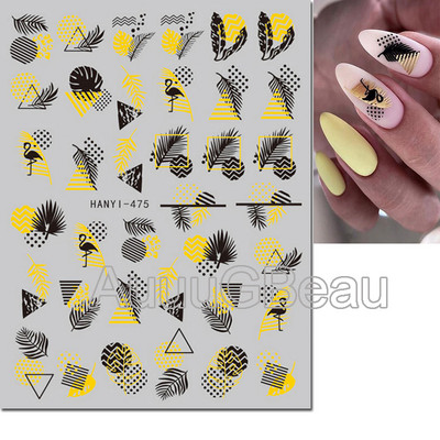 3d Naljepnice za nokte Ljeto Tropsko kokosovo stablo Palme Lišće Ljepljivi klizači Naljepnice za nokte Ukrasi za vrhove noktiju Ljepota