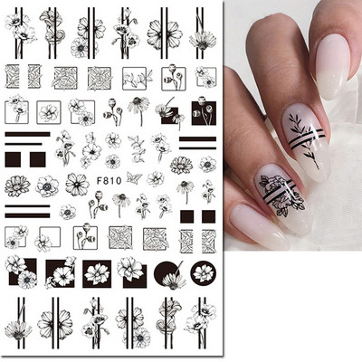 3d Naljepnice za nokte Ljeto Tropsko kokosovo stablo Palme Lišće Ljepljivi klizači Naljepnice za nokte Ukrasi za vrhove noktiju Ljepota