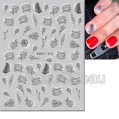 3d Naljepnice za nokte Ljeto Tropsko kokosovo stablo Palme Lišće Ljepljivi klizači Naljepnice za nokte Ukrasi za vrhove noktiju Ljepota