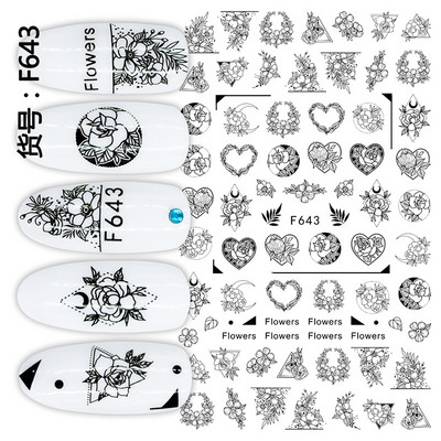 3d Naljepnice za nokte Ljeto Tropsko kokosovo stablo Palme Lišće Ljepljivi klizači Naljepnice za nokte Ukrasi za vrhove noktiju Ljepota