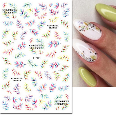 3d Naljepnice za nokte Ljeto Tropsko kokosovo stablo Palme Lišće Ljepljivi klizači Naljepnice za nokte Ukrasi za vrhove noktiju Ljepota