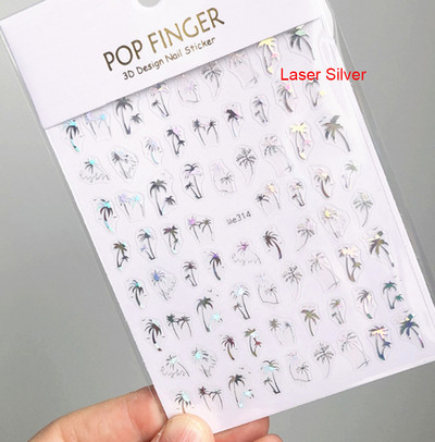 3d Naljepnice za nokte Ljeto Tropsko kokosovo stablo Palme Lišće Ljepljivi klizači Naljepnice za nokte Ukrasi za vrhove noktiju Ljepota