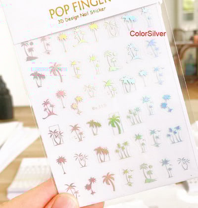 3d Naljepnice za nokte Ljeto Tropsko kokosovo stablo Palme Lišće Ljepljivi klizači Naljepnice za nokte Ukrasi za vrhove noktiju Ljepota