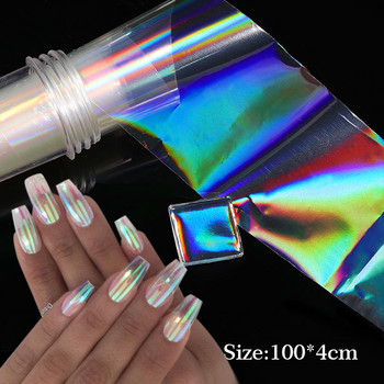 Aurora Chrome Nail Heart Foil Effect Стикери за нокти Water Ripple Water Ripple Мраморни маникюри Transfer Decals Nail Art Decor