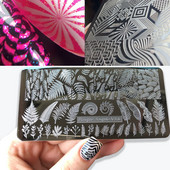 1Gb Burtu un ciparu nagu mākslas štancēšanas plāksnes veidne apzīmogotām liesmas lapām ģeometriskā dizaina nagiem attēlu drukāšanas rīki 12*6 cm