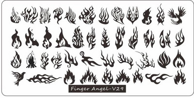 1Gb Burtu un ciparu nagu mākslas štancēšanas plāksnes veidne apzīmogotām liesmas lapām ģeometriskā dizaina nagiem attēlu drukāšanas rīki 12*6 cm