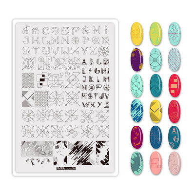 1Gb Burtu un ciparu nagu mākslas štancēšanas plāksnes veidne apzīmogotām liesmas lapām ģeometriskā dizaina nagiem attēlu drukāšanas rīki 12*6 cm