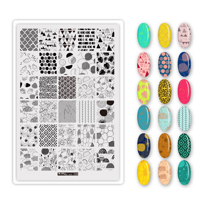 1Gb Burtu un ciparu nagu mākslas štancēšanas plāksnes veidne apzīmogotām liesmas lapām ģeometriskā dizaina nagiem attēlu drukāšanas rīki 12*6 cm