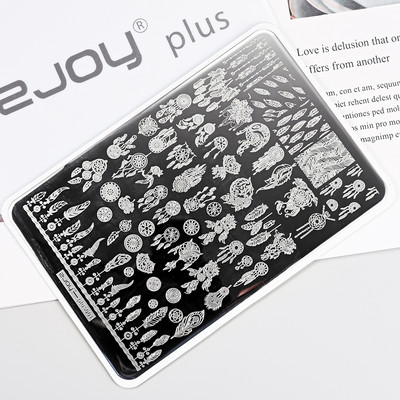 1Gb Burtu un ciparu nagu mākslas štancēšanas plāksnes veidne apzīmogotām liesmas lapām ģeometriskā dizaina nagiem attēlu drukāšanas rīki 12*6 cm