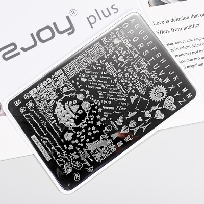 1Gb Burtu un ciparu nagu mākslas štancēšanas plāksnes veidne apzīmogotām liesmas lapām ģeometriskā dizaina nagiem attēlu drukāšanas rīki 12*6 cm