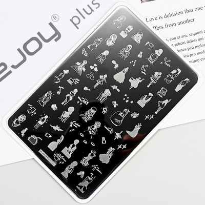 1Gb Burtu un ciparu nagu mākslas štancēšanas plāksnes veidne apzīmogotām liesmas lapām ģeometriskā dizaina nagiem attēlu drukāšanas rīki 12*6 cm