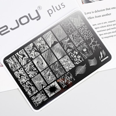 1Gb Burtu un ciparu nagu mākslas štancēšanas plāksnes veidne apzīmogotām liesmas lapām ģeometriskā dizaina nagiem attēlu drukāšanas rīki 12*6 cm