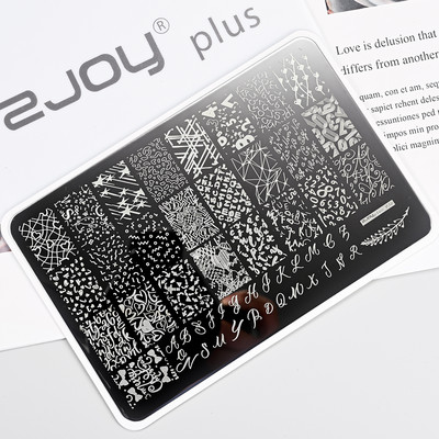 1Gb Burtu un ciparu nagu mākslas štancēšanas plāksnes veidne apzīmogotām liesmas lapām ģeometriskā dizaina nagiem attēlu drukāšanas rīki 12*6 cm