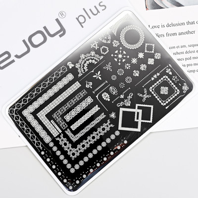 1Gb Burtu un ciparu nagu mākslas štancēšanas plāksnes veidne apzīmogotām liesmas lapām ģeometriskā dizaina nagiem attēlu drukāšanas rīki 12*6 cm