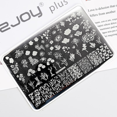 1Gb Burtu un ciparu nagu mākslas štancēšanas plāksnes veidne apzīmogotām liesmas lapām ģeometriskā dizaina nagiem attēlu drukāšanas rīki 12*6 cm
