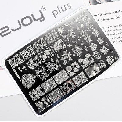 1Gb Burtu un ciparu nagu mākslas štancēšanas plāksnes veidne apzīmogotām liesmas lapām ģeometriskā dizaina nagiem attēlu drukāšanas rīki 12*6 cm