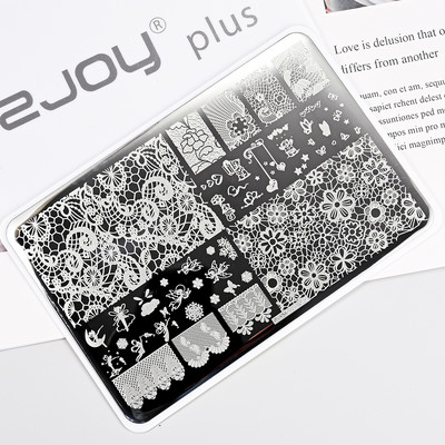 1Gb Burtu un ciparu nagu mākslas štancēšanas plāksnes veidne apzīmogotām liesmas lapām ģeometriskā dizaina nagiem attēlu drukāšanas rīki 12*6 cm