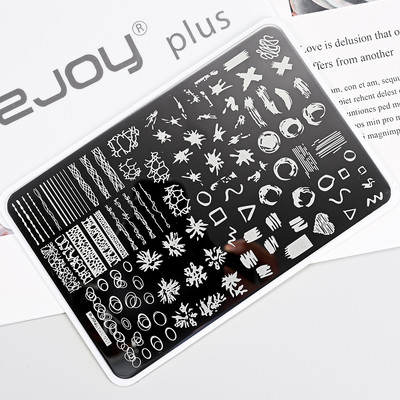 1Gb Burtu un ciparu nagu mākslas štancēšanas plāksnes veidne apzīmogotām liesmas lapām ģeometriskā dizaina nagiem attēlu drukāšanas rīki 12*6 cm
