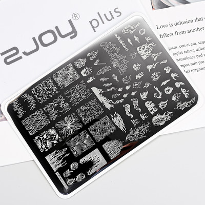 1Gb Burtu un ciparu nagu mākslas štancēšanas plāksnes veidne apzīmogotām liesmas lapām ģeometriskā dizaina nagiem attēlu drukāšanas rīki 12*6 cm