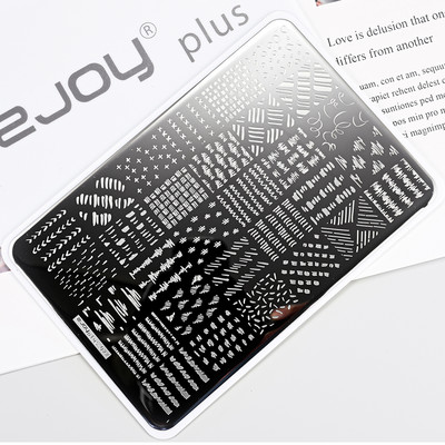 1Gb Burtu un ciparu nagu mākslas štancēšanas plāksnes veidne apzīmogotām liesmas lapām ģeometriskā dizaina nagiem attēlu drukāšanas rīki 12*6 cm