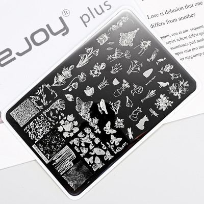 1Gb Burtu un ciparu nagu mākslas štancēšanas plāksnes veidne apzīmogotām liesmas lapām ģeometriskā dizaina nagiem attēlu drukāšanas rīki 12*6 cm