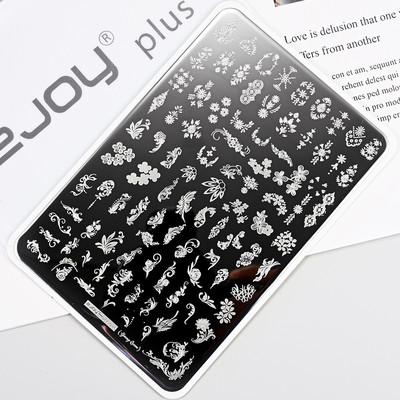 1Gb Burtu un ciparu nagu mākslas štancēšanas plāksnes veidne apzīmogotām liesmas lapām ģeometriskā dizaina nagiem attēlu drukāšanas rīki 12*6 cm