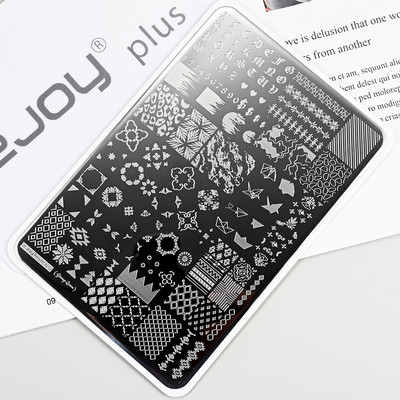 1Gb Burtu un ciparu nagu mākslas štancēšanas plāksnes veidne apzīmogotām liesmas lapām ģeometriskā dizaina nagiem attēlu drukāšanas rīki 12*6 cm