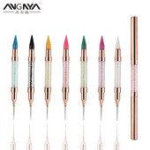 ANGNYA 1Pcs Dual Heads Nail Art Dotting Pen Bojice za nokte s metalnom drškom Rhinestones Samoljepljivi alati za manikuru Alati za odabir voska