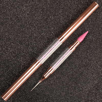 ANGNYA 1Pcs Dual Heads Nail Art Dotting Pen Bojice za nokte s metalnom drškom Rhinestones Samoljepljivi alati za manikuru Alati za odabir voska