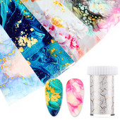 4x50 cm zvjezdasti papir Folija za prijenos noktiju Naljepnica s mrljama od neba Nail Art Black Mramor Manikura DIY Naljepnica za ukrašavanje vrhova nokta