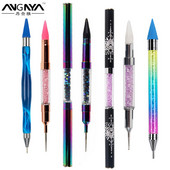 ANGNYA 1 buc. Stilo de ceară pentru unghii cu două capete, cu cap înlocuibil, cu pietre prețioase, culegător de pietre prețioase, creion de ceară, instrumente pentru manichiură pentru unghii