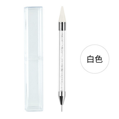 ANGNYA 1 buc. Stilo de ceară pentru unghii cu două capete, cu cap înlocuibil, cu pietre prețioase, culegător de pietre prețioase, creion de ceară, instrumente pentru manichiură pentru unghii