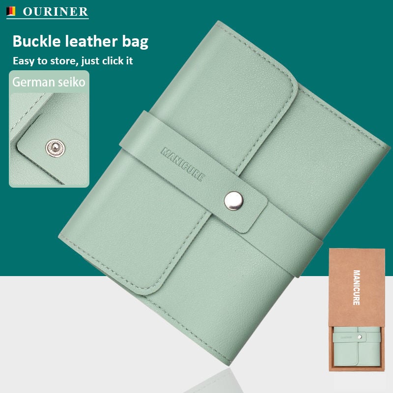 Profesionāls manikīra komplekts 16 vienā pilnfunkciju komplekts nerūsējošā tērauda pedikīra komplekti ar ādas portatīvo futrāli