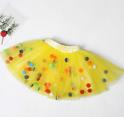 Mazuļu meiteņu svārki bērniem elastīgi jostasvietas svārki Meitenes princeses tilla svārki Krāsaini pomponu svārki Bērnu apģērbi