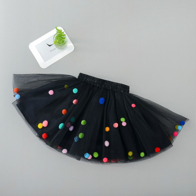 Mazuļu meiteņu svārki bērniem elastīgi jostasvietas svārki Meitenes princeses tilla svārki Krāsaini pomponu svārki Bērnu apģērbi