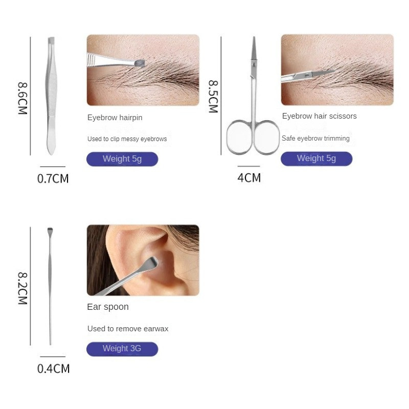 Visokokvalitetne 7kom/komplet Turpija za nokte Škare za nokte Manikura Set za pedikiranje Zgodan za upotrebu Set za manikuru Čvrst za putovanja