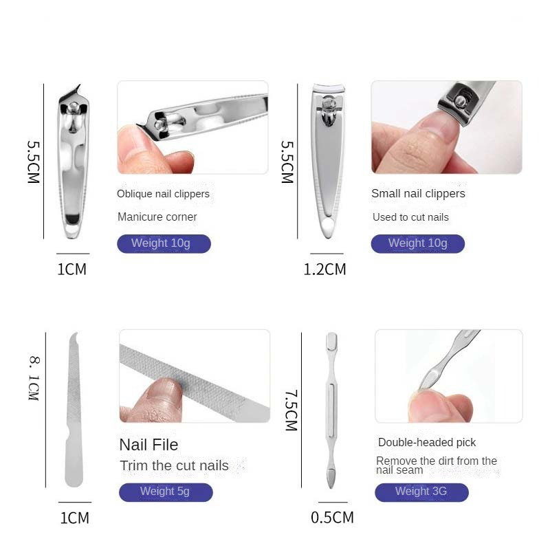Visokokvalitetne 7kom/komplet Turpija za nokte Škare za nokte Manikura Set za pedikiranje Zgodan za upotrebu Set za manikuru Čvrst za putovanja