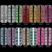 12Gird 3D Glass AB Crystal Nail Art Rhinestones Kit Flatback apaļa lodīšu šarms Dārgakmeņu rotaslietas dimants ar instrumentiem nagu mākslas darbam