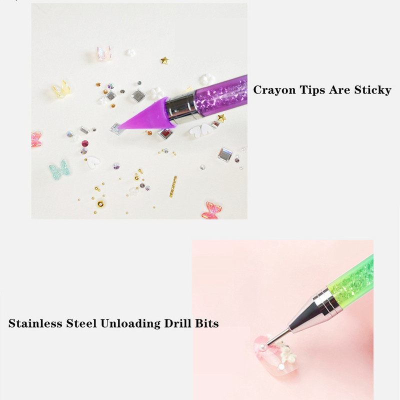 Olovka za točkice za nokte Dvostruki završetak Rhinestone Diamond Pearl Wax Olovka Gradient Picking Dotting Nakit za nokte Voštano oslikavanje Alat za manikuru