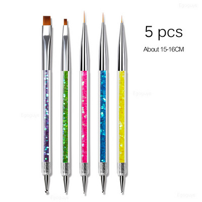 1PC Dual Heads Koka Punktu pildspalva Rhinestones Gem Crystal Picker Nail Art UV Gel Glezniecība Reljefs Dotter Manikīrs DIY Dot Tool