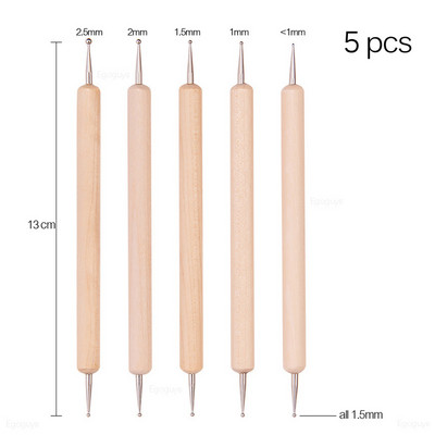 1PC Dual Heads Koka Punktu pildspalva Rhinestones Gem Crystal Picker Nail Art UV Gel Glezniecība Reljefs Dotter Manikīrs DIY Dot Tool